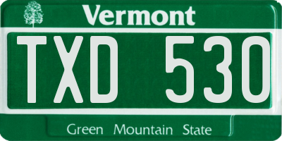 VT license plate TXD530