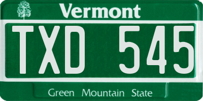 VT license plate TXD545