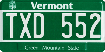 VT license plate TXD552