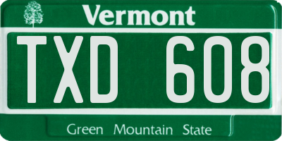 VT license plate TXD608