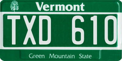 VT license plate TXD610