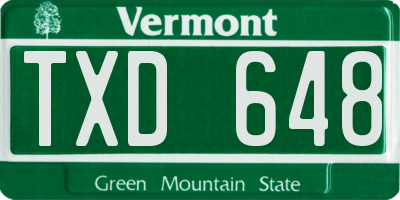 VT license plate TXD648
