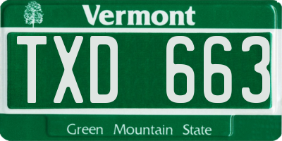 VT license plate TXD663