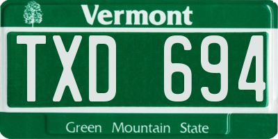 VT license plate TXD694