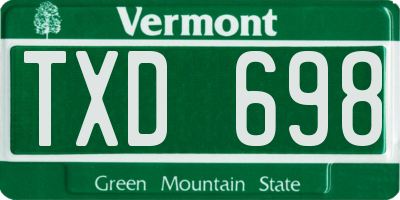 VT license plate TXD698