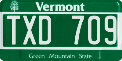 VT license plate TXD709
