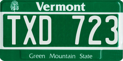 VT license plate TXD723