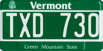 VT license plate TXD730