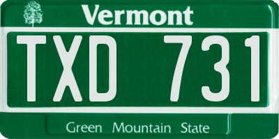 VT license plate TXD731