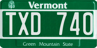 VT license plate TXD740
