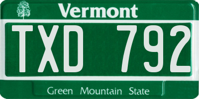 VT license plate TXD792