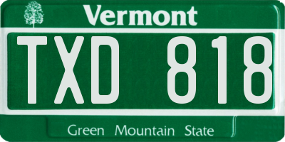 VT license plate TXD818