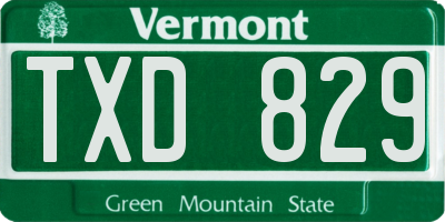 VT license plate TXD829