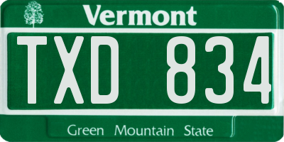 VT license plate TXD834