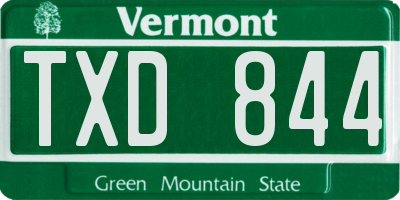 VT license plate TXD844