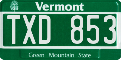VT license plate TXD853