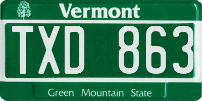 VT license plate TXD863