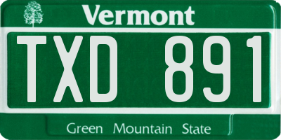 VT license plate TXD891