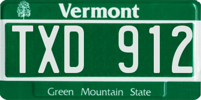 VT license plate TXD912