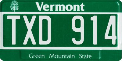VT license plate TXD914