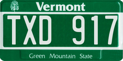 VT license plate TXD917