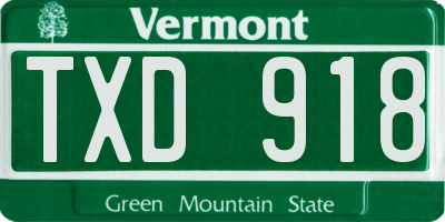 VT license plate TXD918