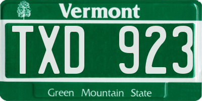 VT license plate TXD923