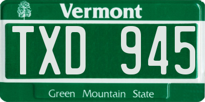 VT license plate TXD945