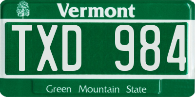 VT license plate TXD984