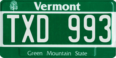 VT license plate TXD993