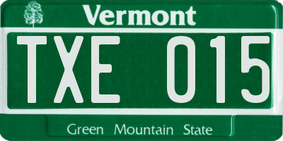 VT license plate TXE015