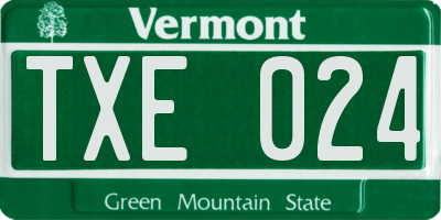 VT license plate TXE024