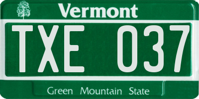 VT license plate TXE037