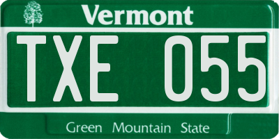 VT license plate TXE055