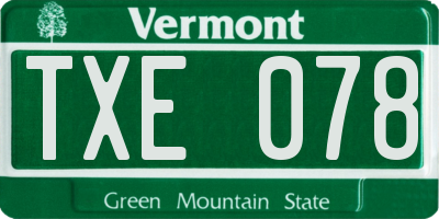 VT license plate TXE078