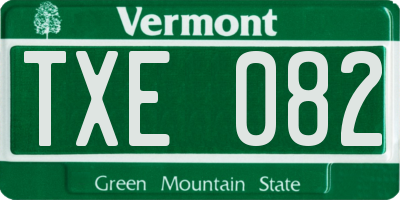 VT license plate TXE082