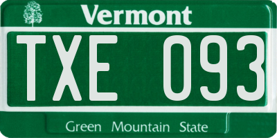 VT license plate TXE093