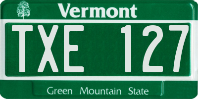 VT license plate TXE127