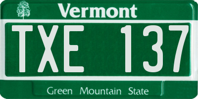VT license plate TXE137