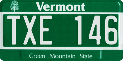 VT license plate TXE146