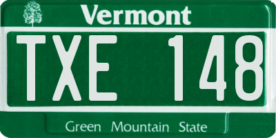 VT license plate TXE148