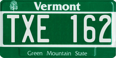VT license plate TXE162
