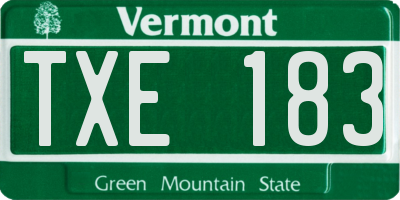 VT license plate TXE183