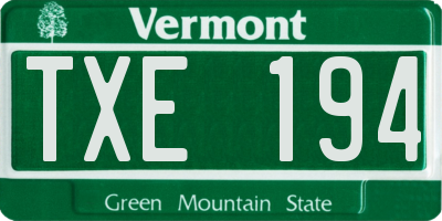 VT license plate TXE194