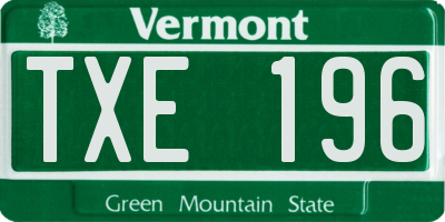 VT license plate TXE196
