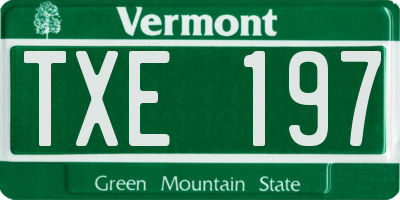 VT license plate TXE197