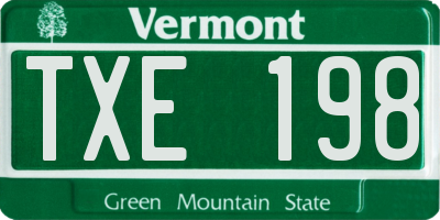 VT license plate TXE198