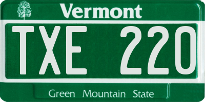VT license plate TXE220