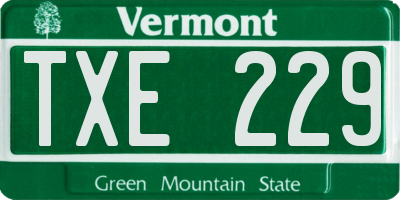 VT license plate TXE229