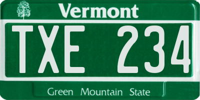 VT license plate TXE234